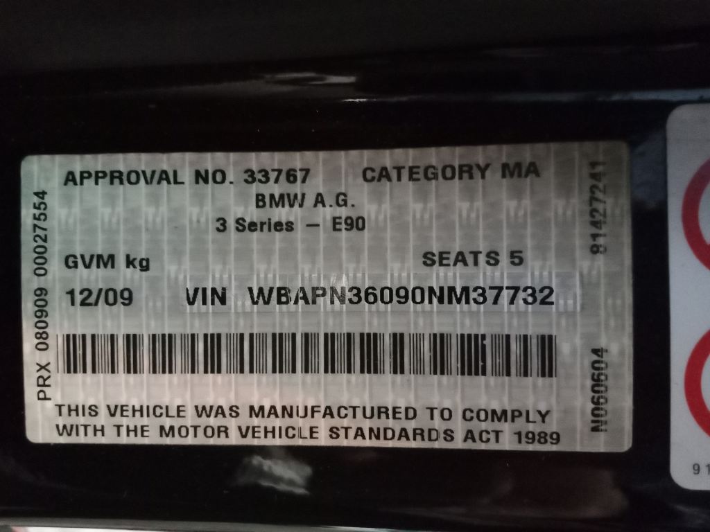 BMW 3 series 2009 Blue Wrecking