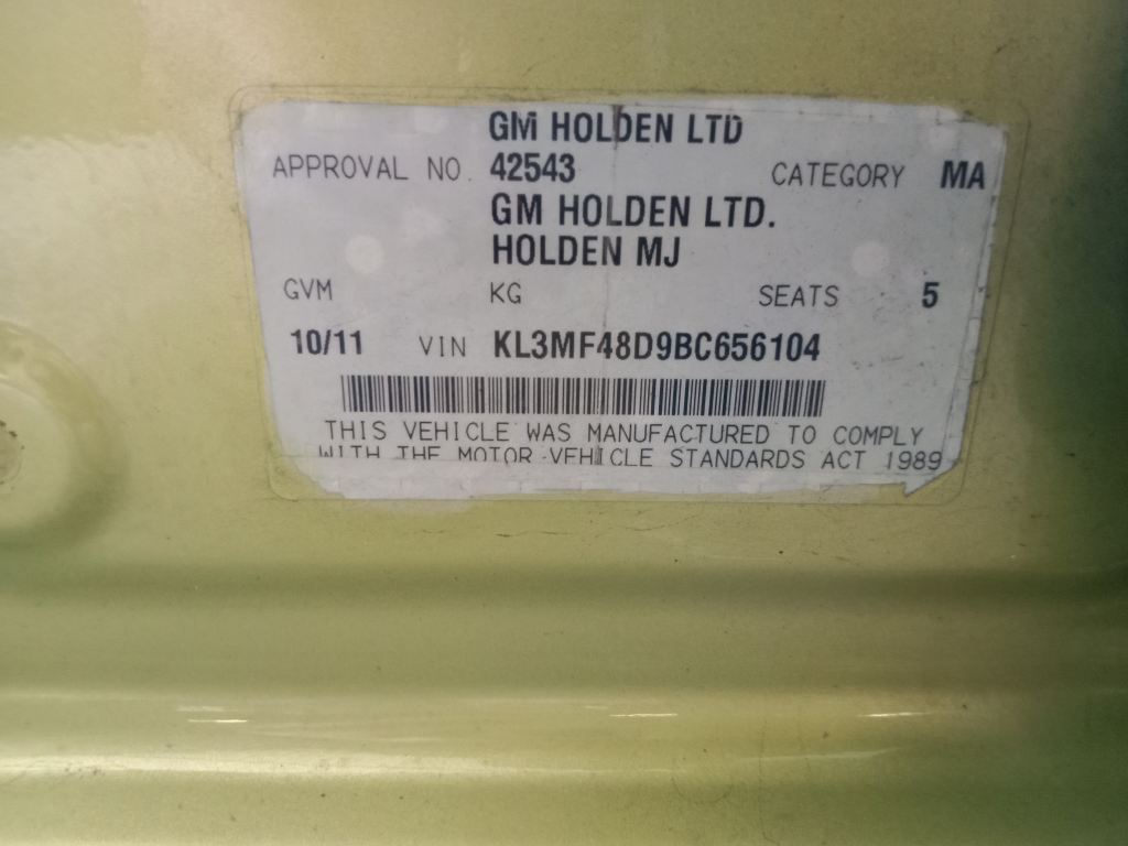 Holden Barina 2011 Green Wrecking