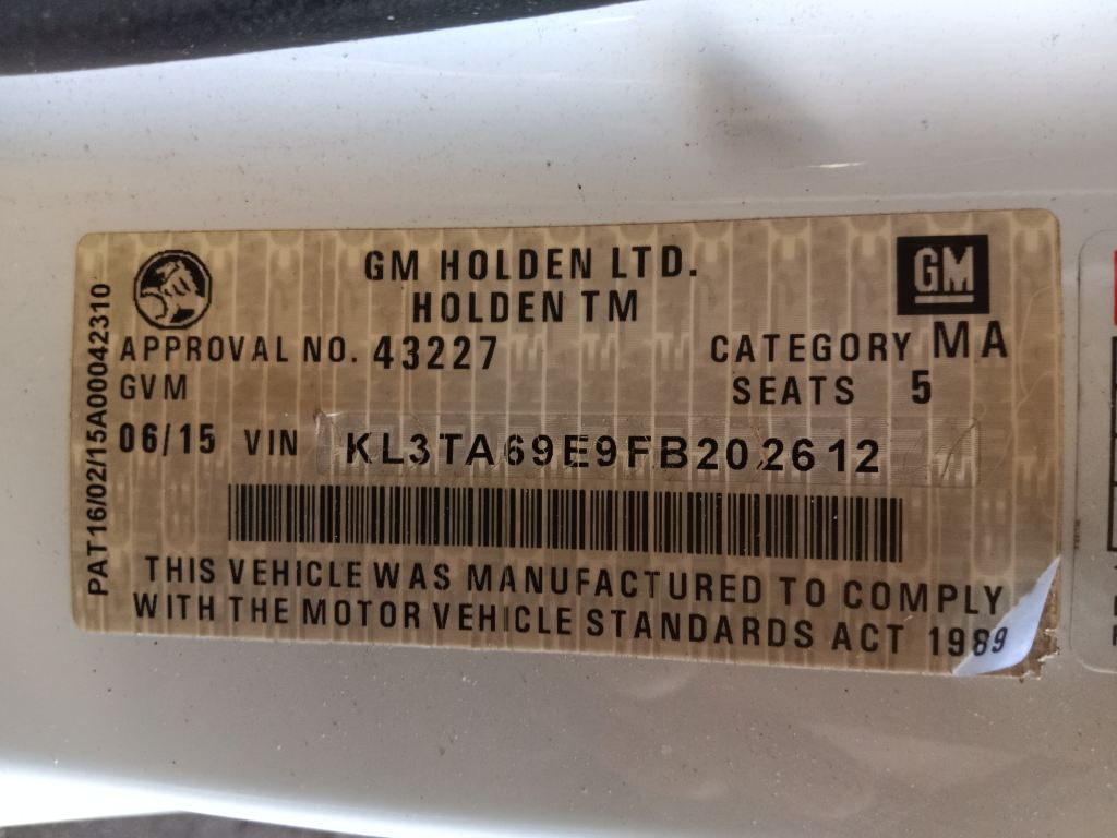 Holden Barina 2014 White Wrecking