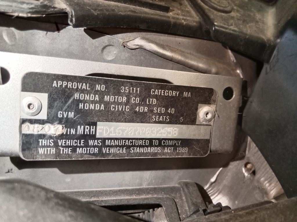Honda Civic 2007 Silver Wrecking