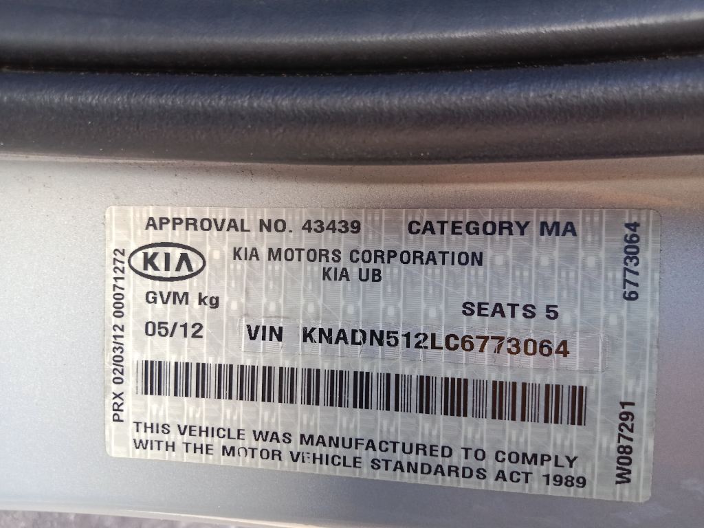 Kia Rio 2012 Silver Wrecking