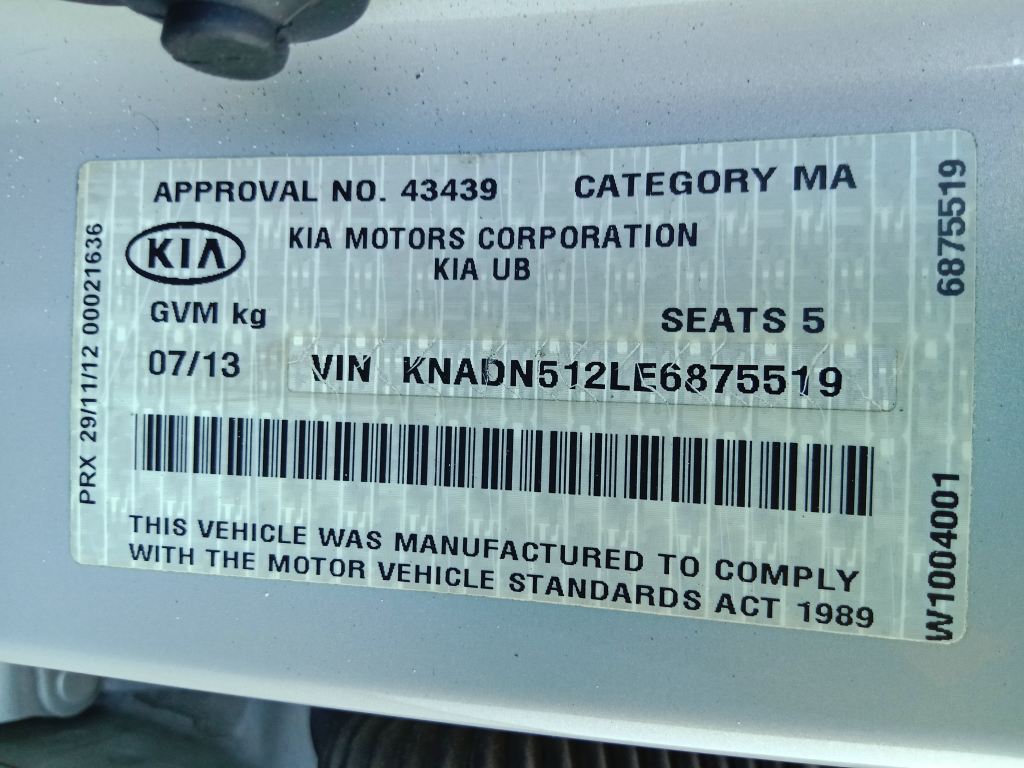 Kia Rio 2013 Silver Wrecking