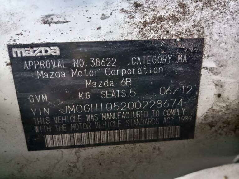 Mazda 6 2011 White Wrecking
