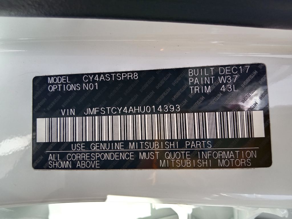 Mitsubishi Lancer 2017 White Wrecking