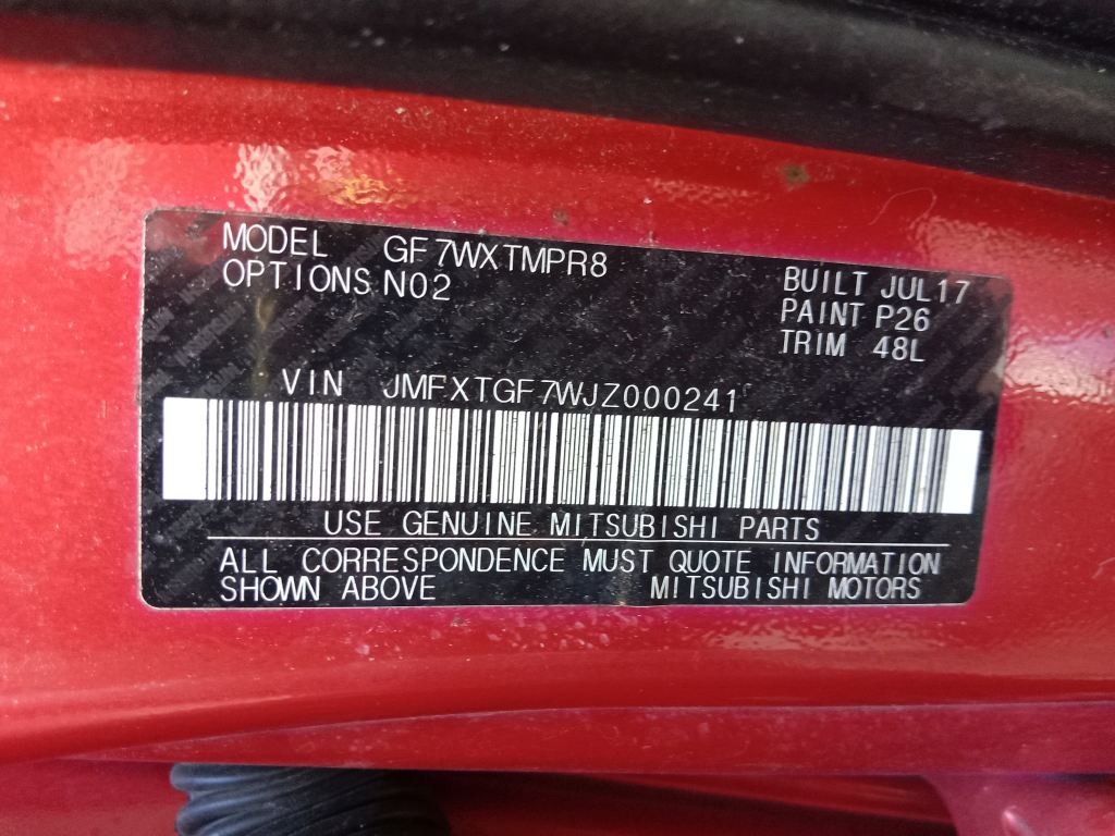Mitsubishi outlander 2017 Red Wrecking