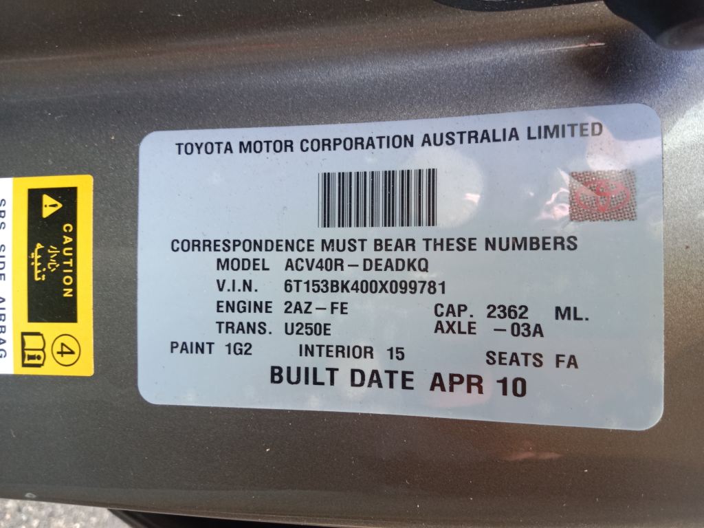 Toyota Camry 2009 Grey Wrecking