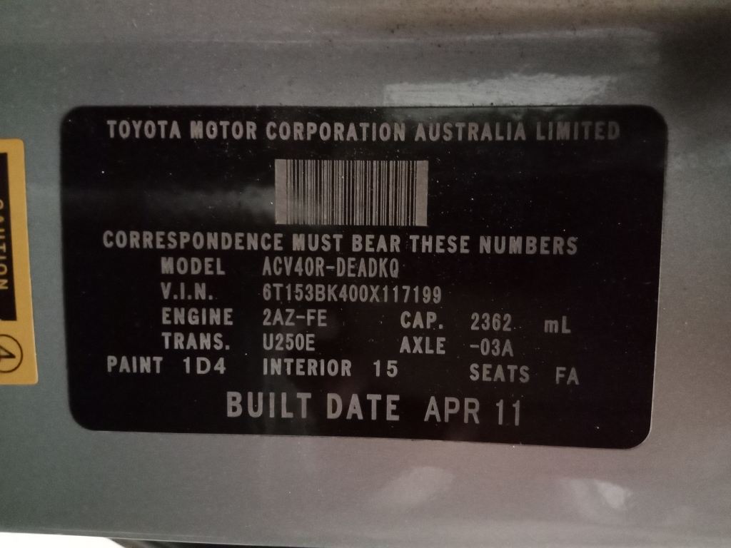 Toyota Camry 2009 Silver Wrecking