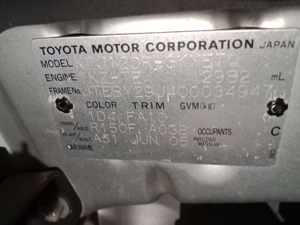 Toyota Prado 120 series 2005 Silver Wrecking