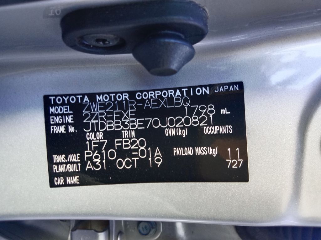 Toyota corolla hybrid 2019 Silver Wrecking