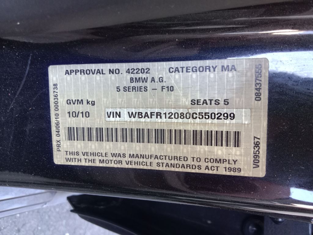 BMW 5 Series 2010 Black Wrecking